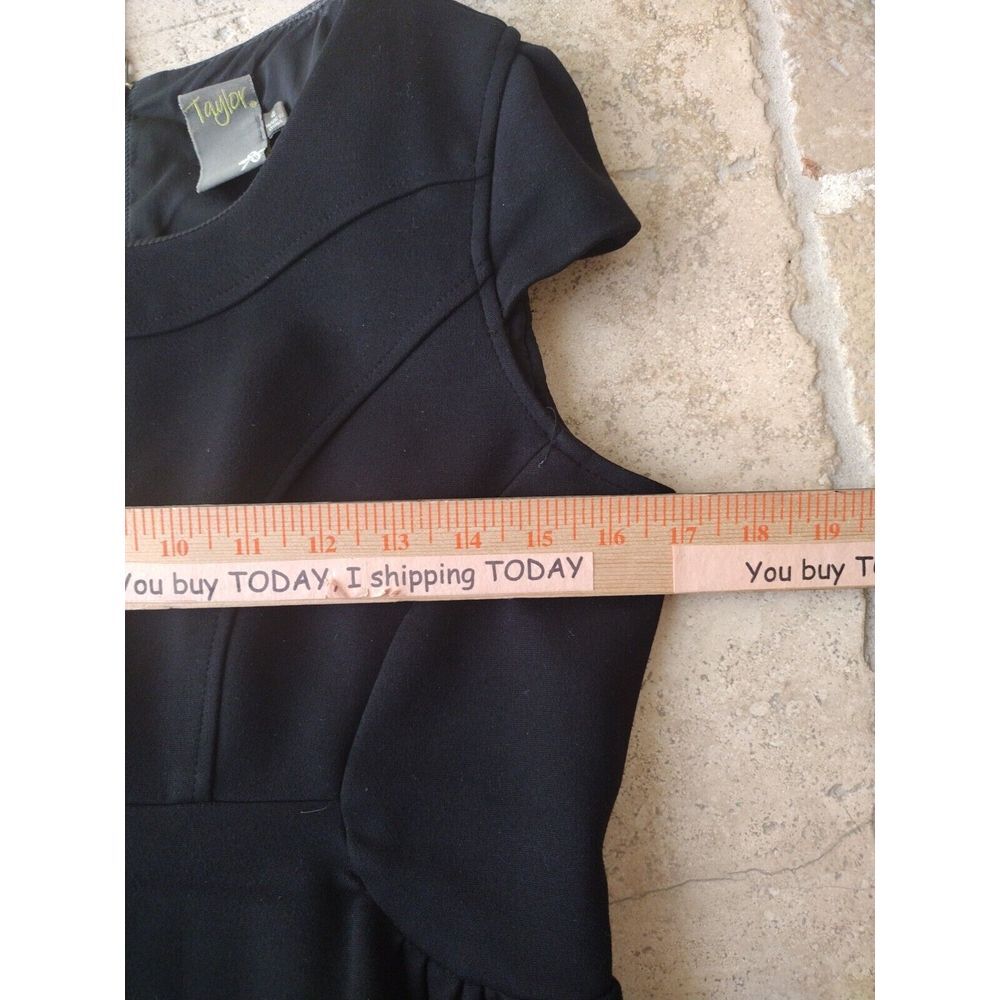 Taylor Dress Women 4 Black Cap Sleeve Lined Office Career Party Fit and Flare - Picture 7 of 8